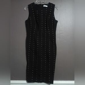 Calvin Klein Black Midi Dress with Gold Accents